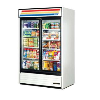 True GDM-45-HC-LD 51" Two Section Glass Door Merchandiser (White), (2) Sliding Doors, 115v