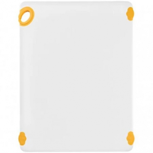 Winco CBN-1824YL 18" x 24" x 1/2" Yellow StatikBoard Co-Polymer Plastic Cutting Board with Hook