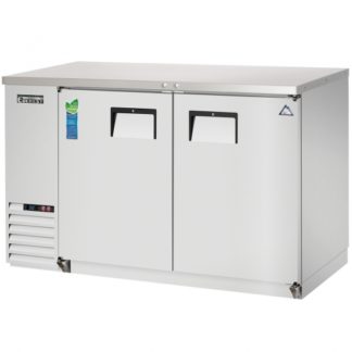 Everest Refrigeration EBB48-SS 49" Stainless Steel Two Section Solid Door Back Bar Cooler - 14 Cu. Ft.