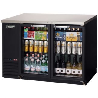 Everest Refrigeration EBB48G-24 49" Black Two Section Glass Door Back Bar Cooler - 13 Cu. Ft.
