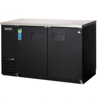 Everest Refrigeration EBB59-24 57-3/4" Black Two Section Solid Door Back Bar Cooler - 17 Cu. Ft.