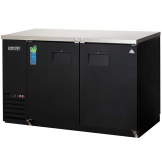 Everest Refrigeration EBB59 57-3/4" Black Two Section Solid Door Back Bar Cooler - 20 Cu. Ft.