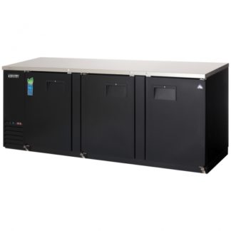 Everest Refrigeration EBB90-24 89-1/4" Black Three Section Solid Door Back Bar Cooler - 28 Cu. Ft.