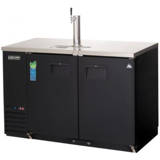 Everest Refrigeration EBD2-BB-24 57-3/4" Black Two Section Solid Door Back Bar/Direct Draw Keg Refrigerator - 1 Keg