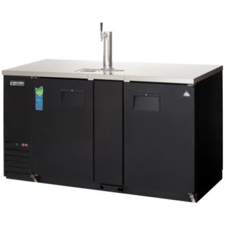 Everest Refrigeration EBD3-BB-24 68" Black Two Section Solid Door Back Bar/Direct Draw Keg Refrigerator - 1 Keg/1 Slim Barrel