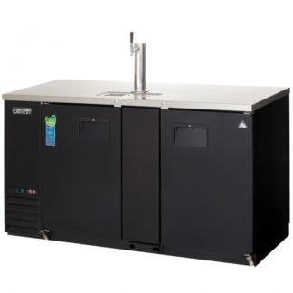 Everest Refrigeration EBD3-BB 68" Black Two Section Solid Door Back Bar/Direct Draw Keg Refrigerator - 1 Keg/1 Slim Barrel