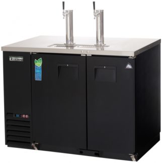 Everest Refrigeration EBDS2-24 49" Black Two Section Direct Draw Keg Refrigerator - 1 Keg/1 Slim Barrel