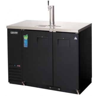 Everest Refrigeration EBDS2-BB-24 49" Black Two Section Solid Door Back Bar/Direct Draw Keg Refrigerator - 1 Keg