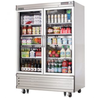 Everest Refrigeration EBGR2 54-1/8" Two Section Glass Door Upright Reach-In Refrigerator - 50 Cu. Ft.