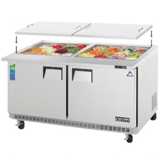 Everest Refrigeration EOTPW2 59-1/8" Two Section Back Mount Open Top Prep Table - 16 Cu. Ft.