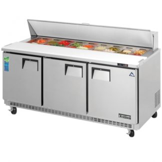 Everest Refrigeration EPBNR3 71-1/8" Three Door Back Mount Sandwich Prep Table - 19 Cu. Ft.