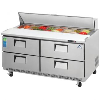 Everest Refrigeration EPBNWR2-D4 59-1/8" Two Section Four Drawer Back Mount Sandwich Prep Table - 16 Cu. Ft.