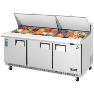 Everest Refrigeration EPBR3 71-1/8" Three Section Back Mount Mega-Top Sandwich Prep Table - 19 Cu. Ft.