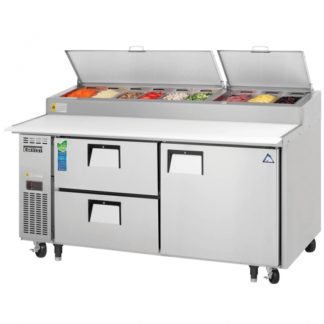 Everest Refrigeration EPPR2-D2 71" Two Section One Door/Two Drawer Side Mount Pizza Prep Table - 23 Cu. Ft.