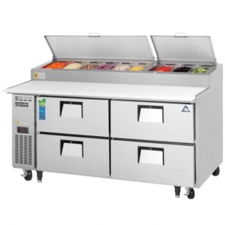 Everest Refrigeration EPPR2-D4 71" Two Section Four Drawer Side Mount Pizza Prep Table - 23 Cu. Ft.