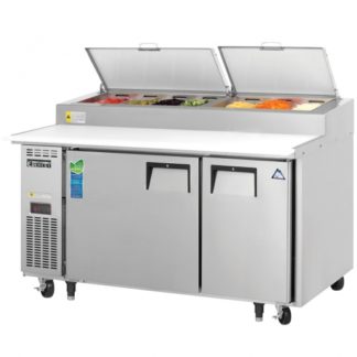 Everest Refrigeration EPPSR2 59-1/8" Two Section Side Mount Pizza Prep Table - 16 Cu. Ft.