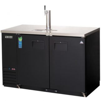 Everest Refrigeration EBD2-BB 57-3/4" Black Two Section Solid Door Back Bar/Direct Draw Keg Refrigerator - 1 Keg
