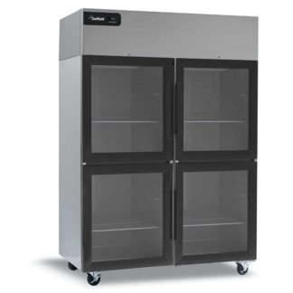 Delfield GBR2P-GH 55 1/5" Two Section Reach In Refrigerator, (4) Left/Right Hinge Glass Doors, 115v