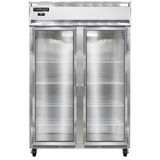 Continental 2RNGD 52" Two Section Reach In Refrigerator, (2) Left/Right Hinge Glass Doors, 115v