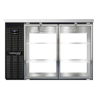 Continental BB50NGDPT 50" Pass-Thru Bar Refrigerator - (4) Swinging Glass Doors, Black, 115v