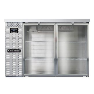 Continental BB50NSSGD 50" Bar Refrigerator - (2) Swinging Glass Doors, Stainless, 115v