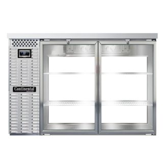 Continental BB50NSSGDPT 50" Pass-Thru Bar Refrigerator - (4) Swinging Glass Doors, Stainless, 115v