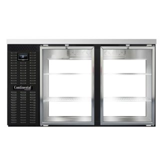 Continental BB59NGDPT 59" Pass-Thru Bar Refrigerator - (4) Swinging Glass Doors, Black, 115v