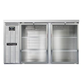 Continental BB59NSSGD 59" Bar Refrigerator - (2) Swinging Glass Doors, Stainless, 115v