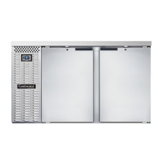Continental BB59SNSS 59" Bar Refrigerator - (2) Swinging Solid Doors, Stainless, 115v
