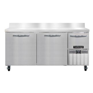 Continental CFA68-BS 68" W Work Top Freezer w/ (3) Sections & (3) Doors, 115v