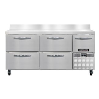 Continental CFA68-BS-D 68" W Work Top Freezer w/ (3) Sections, (4) Drawers & (1) Door, 115v
