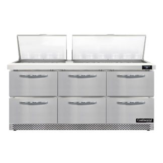 Continental D72N30M-FB-D 72" Sandwich/Salad Prep Table w/ Refrigerated Base, 115v