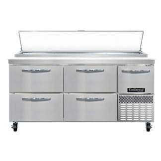 Continental PA68N-D 68" Pizza Prep Table w/ Refrigerated Base, 115v