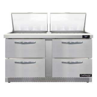 Continental SW60N24M-FB-D 60" Sandwich/Salad Prep Table w/ Refrigerated Base, 115v