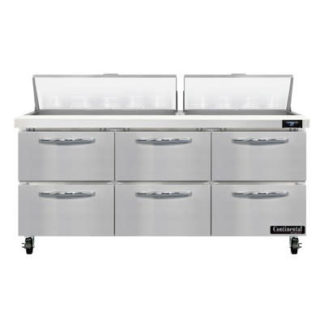 Continental SW72N18-D 72" Sandwich/Salad Prep Table w/ Refrigerated Base, 115v