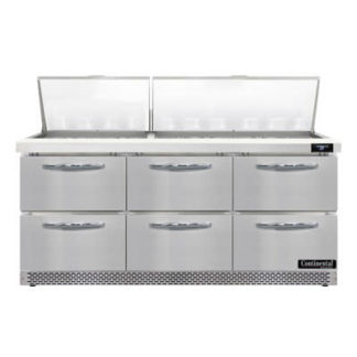 Continental SW72N30M-FB-D 72" Sandwich/Salad Prep Table w/ Refrigerated Base, 115v