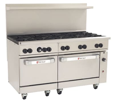 Wolf C60SS-10B 60" 10 Burner Gas Range w/ (2) Standard Ovens