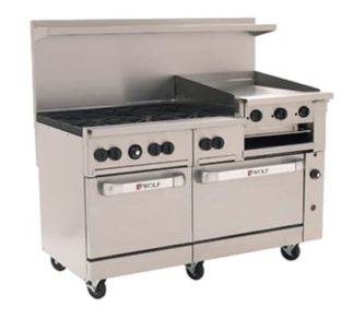 Wolf C60SS-6B24GB 60" 6 Burner Gas Range w/ Griddle & (2) Standard Ovens