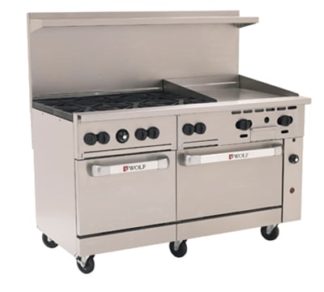 Wolf C60SS-6B24G 60" 6 Burner Gas Range w/ Griddle & (2) Standard Ovens
