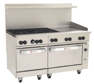 Wolf C60SS-6B24GT 60" 6 Burner Gas Range w/ Griddle & (2) Standard Ovens