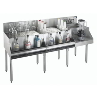 Krowne KR24-W60A-10 60" Royal 1800 Series Cocktail Station w/ 115 lb Ice Bin, Dump Sink, Left Drainboard, Stainless