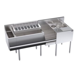 Krowne KR24-MX70-10 70"W Underbar Cocktail Station w/ Dump Sink, Cold Plate, & Ice Bin - Stainless Steel