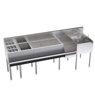 Krowne KR24-MX84-10 84"W Underbar Cocktail Station w/ Dump Sink, Cold Plate, & Ice Bin - Stainless Steel