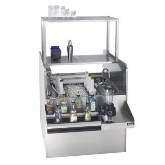Krowne KRPT-54ALP-10 54" Royal Series Cocktail Station w/ 115 lb Ice Bin, Dump Sink, Elevated Drainboard, Stainless