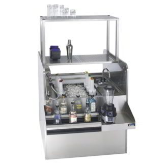 Krowne KRPT-54BLP-10 54" Royal Series Cocktail Station w/ 115 lb Ice Bin, Dump Sink, Elevated Drainboard, Stainless