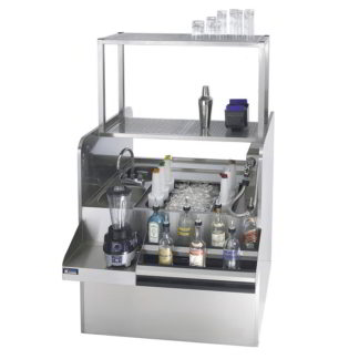 Krowne KRPT-54BRP-10 54" Royal Series Cocktail Station w/ 115 lb Ice Bin, Dump Sink, Elevated Drainboard, Stainless
