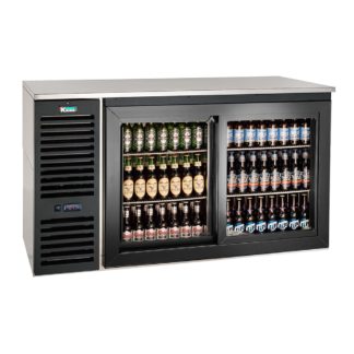 Krowne SD60L 60" Bar Refrigerator - 2 Sliding Glass Doors, Black, 115v