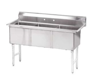 Blue Air BS3-18-12/N Commercial Sink, (3) Three Compartment, 18 Gauge Stainless Steel Construction with Stainless Steel Legs and without Drainboard - 60" W