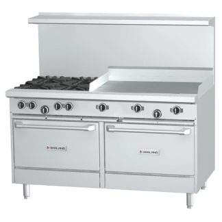 Garland G60-4G36RR 60" 4 Burner Gas Range w/ Griddle & (2) Space Saver Ovens