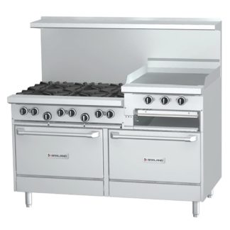 Garland G60-6R24RR 60" 6 Burner Gas Range w/ Griddle/Broiler and (2) Standard Ovens